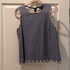 Chambray scalloped edge sleeveless top